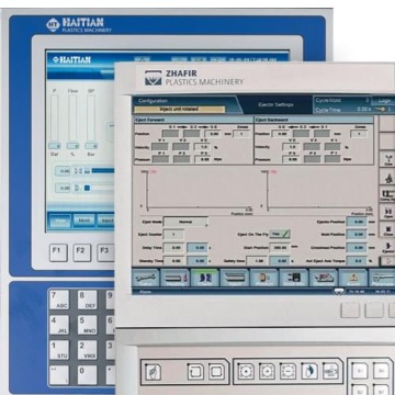Panel sterowania wtryskarki do przetwórstwa tworzyw sztucznych – ekran operatora służący do do obsługi i konfiguracji wtryskarki.